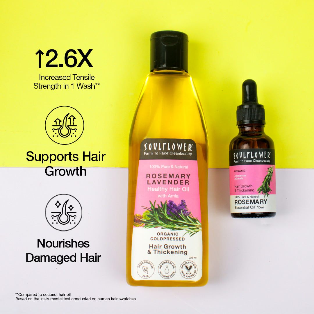 Rosemary Essential & Rosemary Lavender Healthy Hair Oil for Hair Growth Treatment