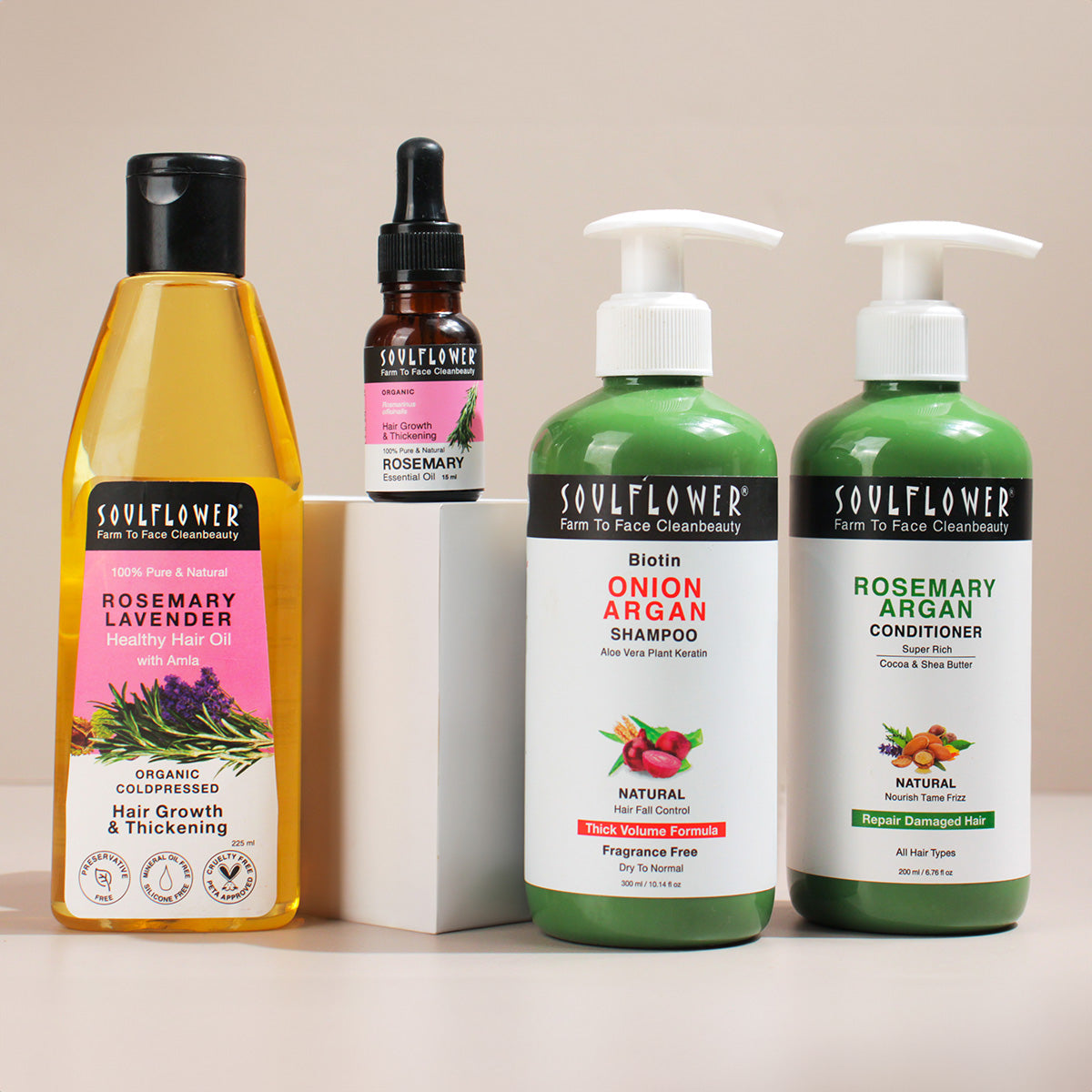 Hair Care Combo with Rosemary Essential Oil, Hair Oil, Argan Conditioner & Onion Biotin Shampoo