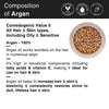 Composition of Argan with comedogenic value 0 for all hair and skin types