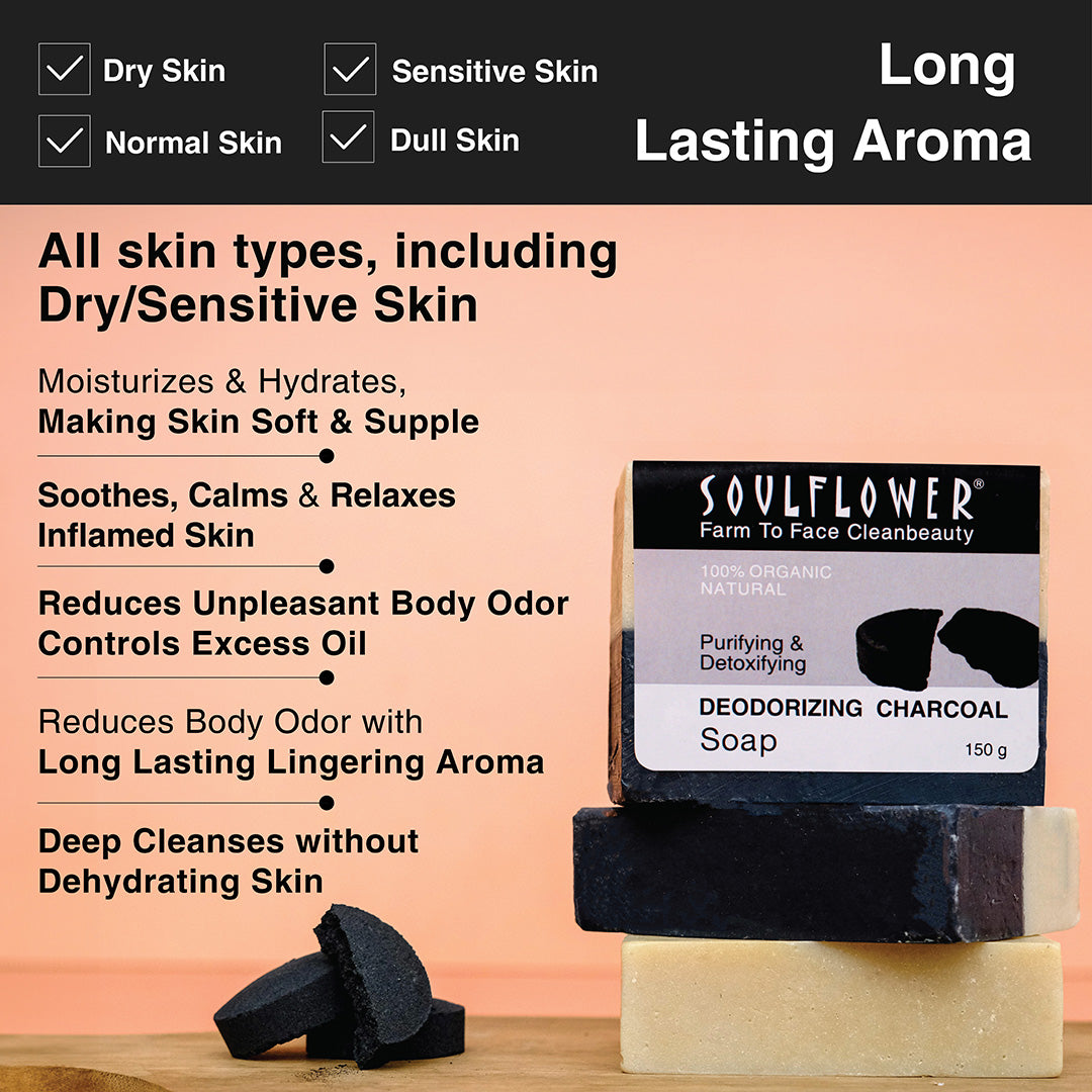 charcoal soap suitable for all skin types with long lasting aroma