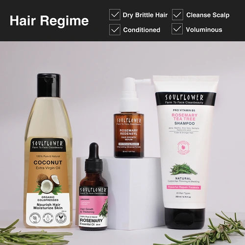 Hair regime including coconut oil for dry and brittle hair