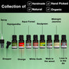 Collection of natural and organic aroma oils which are handmade, natural and organic