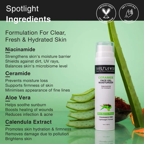 Spotlight Ingredients in the Ceramide Face Gel Moisturizer for Clear, Fresh and Hydrated Skin