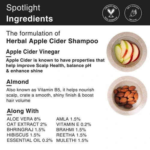 Main ingredients in Apple Cider Vinegar Shampoo to Repair Hair Damage