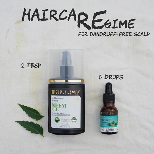 Hair care regime for dandruff free scalp including Cold pressed Neem Oil 