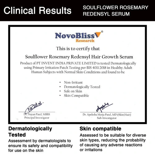 Dermotological test of soulflower rosemary redensyl hair serum