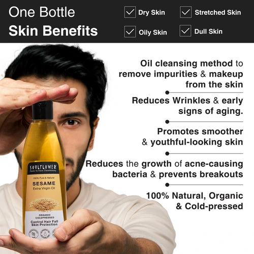 Skin benefits or organic and coldpressed sesame oil