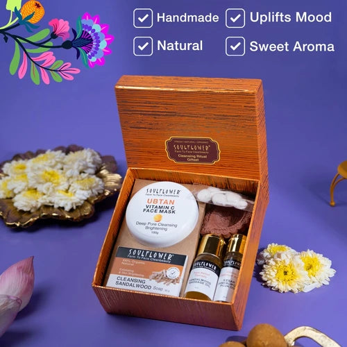 Cleansing Ritual Gift Hamper for spa-like experience at home – Urban Face Mask, Brightening Sandalwood Soap, and Premium Puja Oil for ₹399