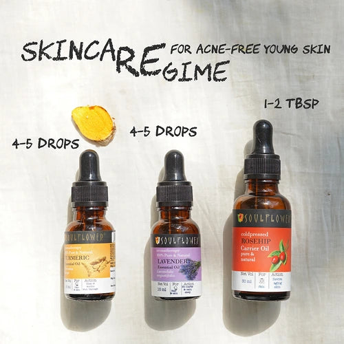 Skincare regime of Turmeric Essential Oil for acne free young skin