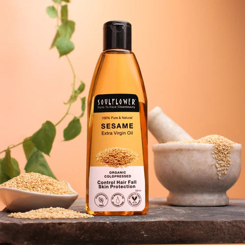 Soulflower 100% Pure and Natural Sesame extra virgin oil for hair fall and skin