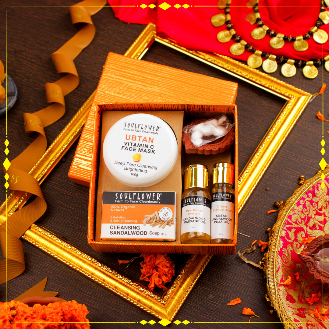 Cleansing Ritual Gift Hamper for spa-like experience at home – Urban Face Mask, Brightening Sandalwood Soap, and Premium Puja Oil for ₹399